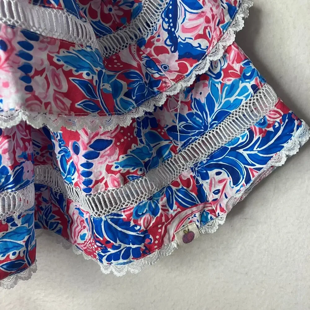 Cheeky Plum Floral Smocked Dress 3T Girl Tiered Lace Colorful Paisley Twirl